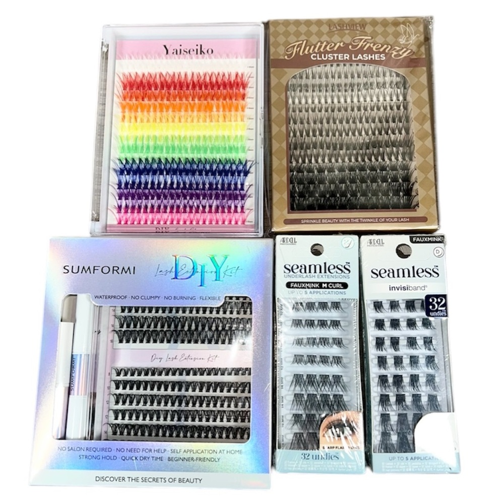 Black & Rainbow Underlash Lash Cluster Bundle
